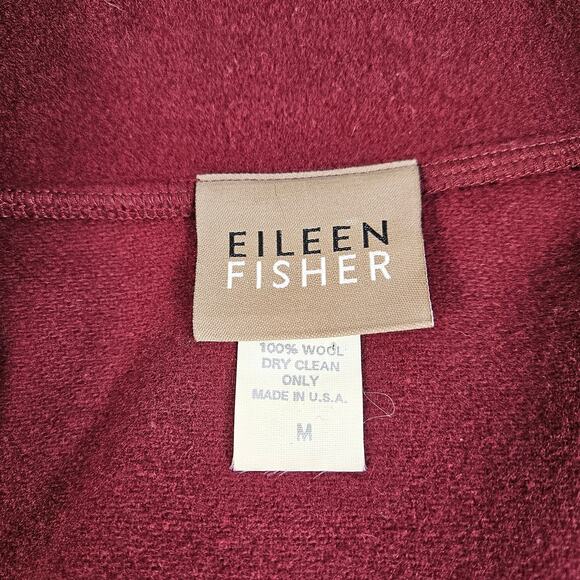 Eileen Fisher Jacket Red Wool Button Womens Medium Made In USA Pockets - Picture 3 of 5